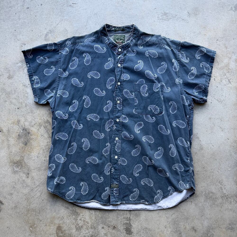 Vintage 80s Dockers Western Paisley Button Up Shirt XXL